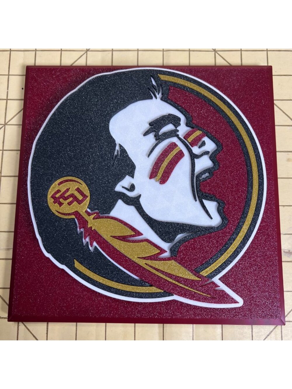 Florida State Seminoles Wall Art 3D Layered Design Maroon & Gold 8" x 8" Hanging